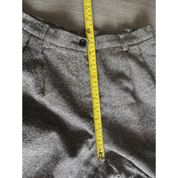 Vtg Lizsport Crop Tweed Baggy Pleat Cuffed Trousers Pants Silk Wool Blend Lux - Picture 6 of 8